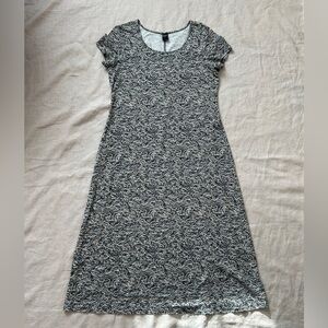 Like New Peruvian Connection Cotton Jersey Black White Pattern Knit Maxi Dress